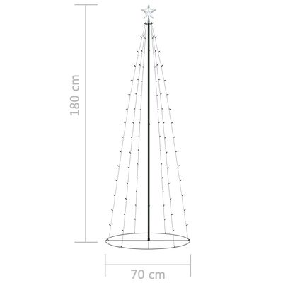 vidaXL Ozdoba świąteczna w kształcie choinki, 100 LED, 70x180 cm
