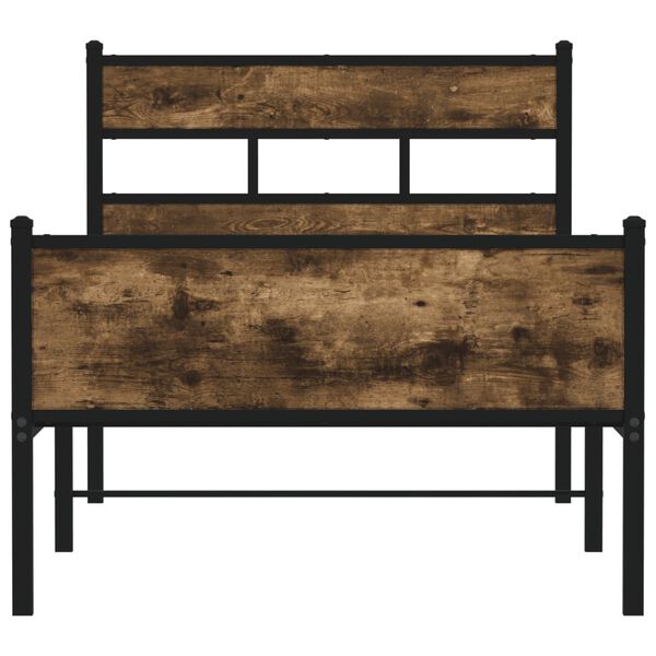 vidaXL Łóżko bez materaca, przydymiony dąb, 75x190 cm