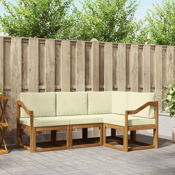 vidaXL Zestaw sof na zewnątrz z poduszką 4 pcs Naturalny i Kremowy