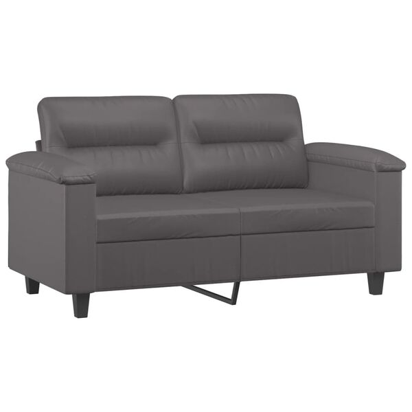 vidaXL 2-osobowa sofa, szary, 120 cm, sztuczna sk&oacute;ra