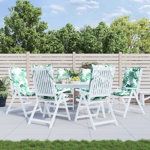 vidaXL Poduszki na krzesła z wysokim oparciem, 6 szt., wz&oacute;r w liście