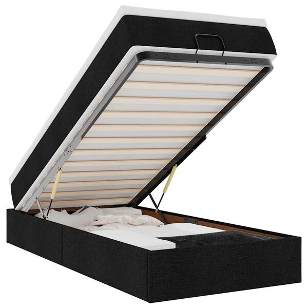 vidaXL Rama łóżka otomana z materacem, czarna, 90x200 cm, tkanina