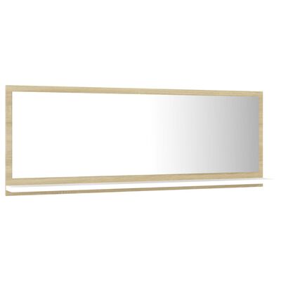 vidaXL Lustro łazienkowe, biel i dąb sonoma, 100x10,5x37 cm, płyta