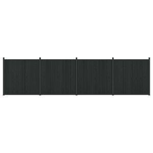 vidaXL Panel ogrodzeniowy 4 szt. 705 x 186,5 cm WPC i aluminium Czarny