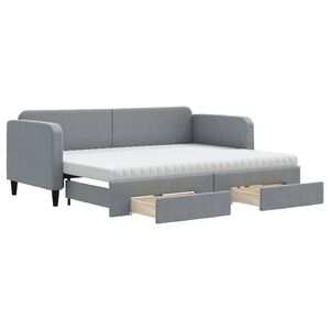 vidaXL Sofa rozsuwana z szufladami, jasnoszara, 80x200 cm, tkanina