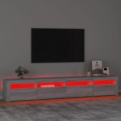 vidaXL Szafka pod TV z oświetleniem LED, szary dąb sonoma,240x35x40 cm