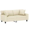 vidaXL 2-osobowa sofa z poduszkami, kremowa, 140 cm, sztuczna sk&oacute;ra