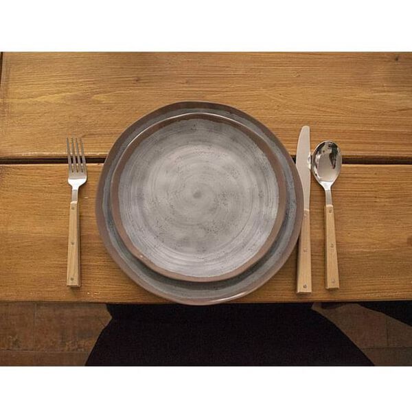 Bo-Camp 12-częściowa zastawa stołowa Halo, melamina szara i terakotowa