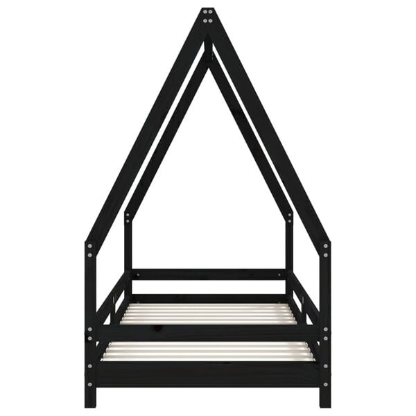 vidaXL Rama ł&oacute;żka, czarna, 90x200 cm, lite drewno sosnowe