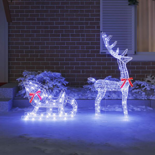 vidaXL Renifer ciągnący sanie Niebieski 70 x 26 x 129 cm Akryl