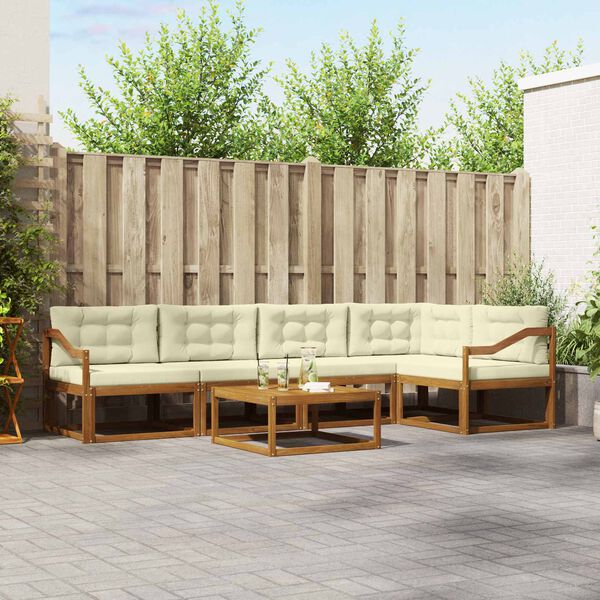 vidaXL Zestaw sof na zewnątrz z poduszką 6 pcs Naturalny i Kremowy
