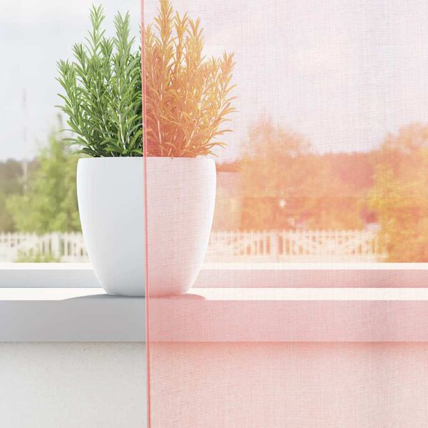 vidaXL Zasłony woalowe z kieszeniami na drążek 2 szt. R&oacute;żowe