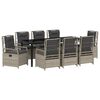 vidaXL Zestaw do jadalni w ogrodzie 9 pcs Jasnoszary polirattan