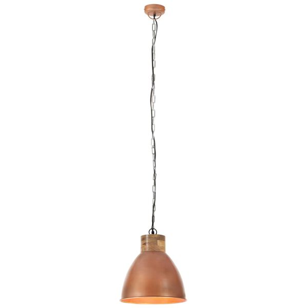 vidaXL Industrialna lampa wisząca, miedziana, żelazo i drewno, 46 cm