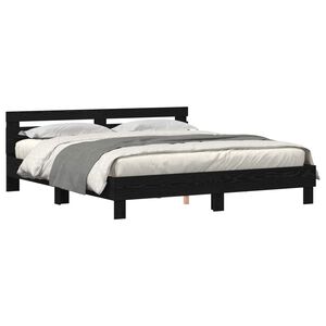 vidaXL Ramka ł&oacute;żka Czarny Dąb 200 x 200 cm Drewno inżynieryjne