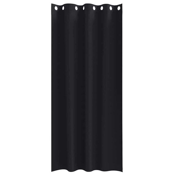vidaXL Firany blackout z k&oacute;łkami 2 pcs Czarny 260 x 140 cm Poliester