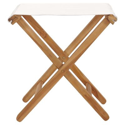 vidaXL Składane krzesła, 2 szt., lite drewno tekowe i tkanina, kremowe