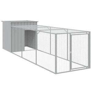 vidaXL Kurnik z wybiegiem, jasnoszary, 110x405x110 cm, stal