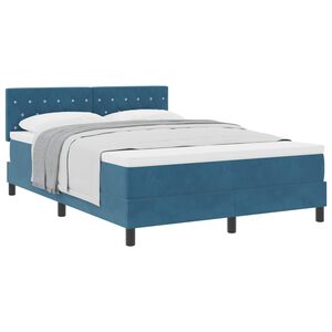 vidaXL Ł&oacute;żko sprężynowe Ciemnoniebieski 140 x 190 cm Aksamit