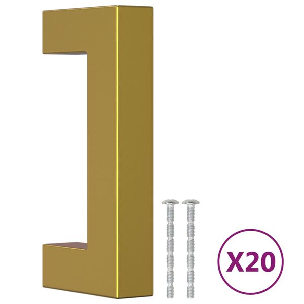 vidaXL Uchwyty do szafek, 20 szt., złote, 64 mm, stal nierdzewna