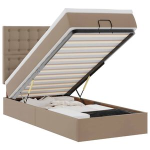 vidaXL Ł&oacute;żko otomana z materacem, cappucino, 80x200 cm, ekosk&oacute;ra