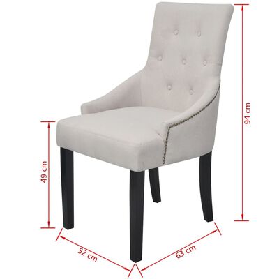 vidaXL Krzesła stołowe, 6 szt., kremowa szarość, tkanina