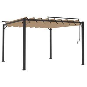 vidaXL Altana z żaluzjowym dachem 3x3 m, taupe, tkanina i aluminium