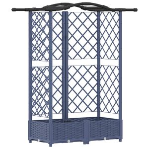 vidaXL Podniesione ł&oacute;żko z kratką i dachem Szary 124 x 40 x 123 cm PP