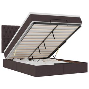 vidaXL Rama ł&oacute;żka otomana z materacem, brązowa, 140x200 cm, tkanina