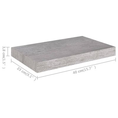 vidaXL Półki ścienne, 2 szt., szarość betonu, 40x23x3,8 cm, MDF