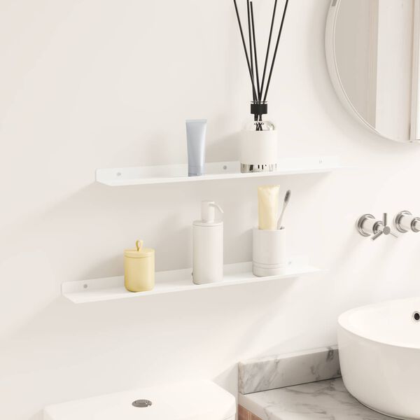 vidaXL P&oacute;łka wisząca 2 pcs Biały 60 x 9 x 2,5 cm Stal