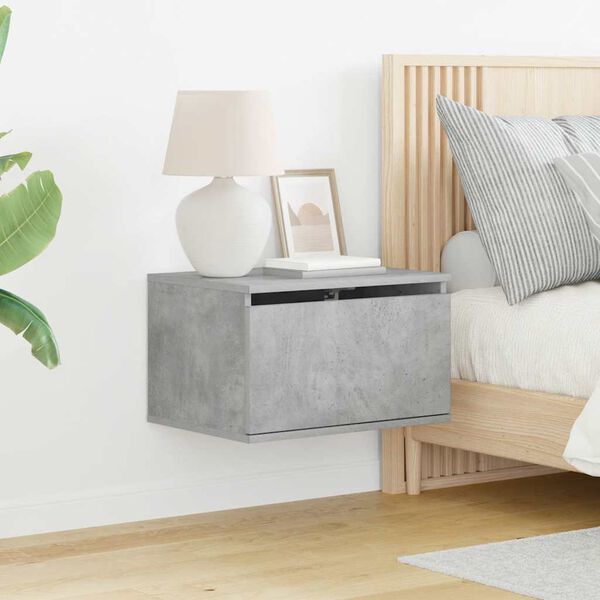 vidaXL Wiszące szafki nocne z LED, 2 szt., szarość betonu