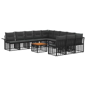 vidaXL Zestaw sof na zewnątrz 12 pcs Czarny i Ciemnoszary Poliester