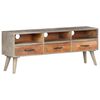 vidaXL Szafka pod TV, szara, 130x35x51 cm, lite, surowe drewno mango