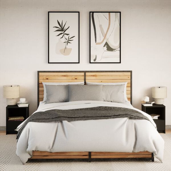 vidaXL Szafki nocne z LED, 2 szt., czarne, materiał drewnopochodny