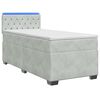 vidaXL Ł&oacute;żko Box Spring z materacem i LED jasnoszary Pojedynczy Welur