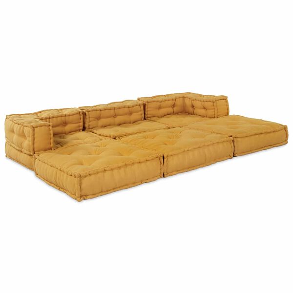 vidaXL Modułowa sofa 2 pcs Ż&oacute;łty 140 x 70 x 56 cm tkanina