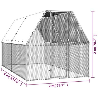 vidaXL Klatka zewnętrzna dla kurcząt, 2x4x2 m, stal galwanizowana