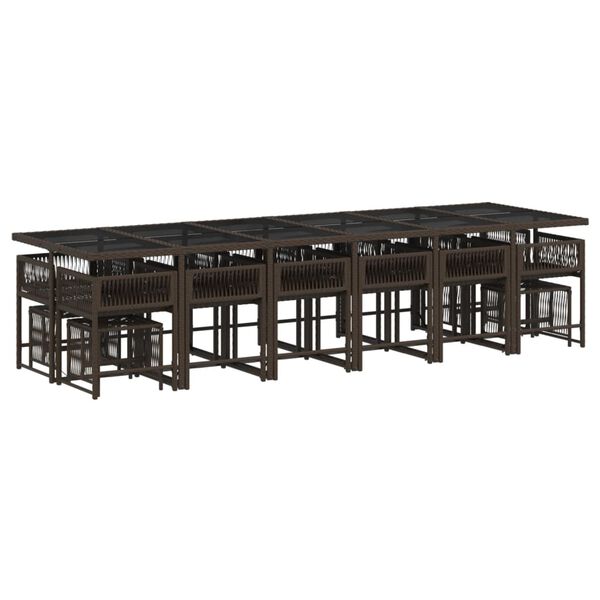 vidaXL 17-cz. zestaw mebli ogrodowych z poduszkami, brązowy, rattan PE