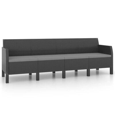 vidaXL 4-osobowa sofa ogrodowa z poduszkami, antracytowa, rattan PP