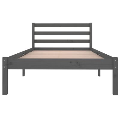 vidaXL Rama łóżka, lite drewno sosnowe, 90x200 cm, szare