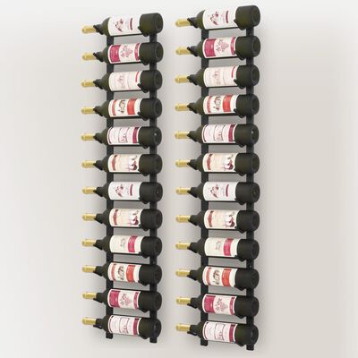vidaXL Ścienne stojaki na 12 butelek wina, 2 szt., czarne, żelazne