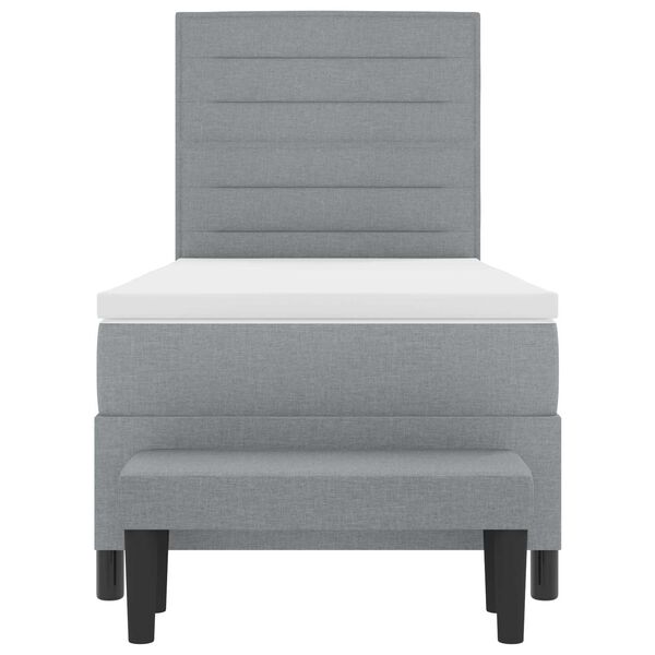 vidaXL Ł&oacute;żko sprężynowe Z zagł&oacute;wkiem Jasnoszary 80 x 200 cm tkanina