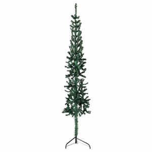 vidaXL Smukła choinka poł&oacute;wka ze stojakiem, sztuczna, zielona, 180 cm
