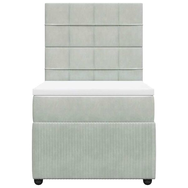 vidaXL Ł&oacute;żko kontynentalne z materacem, jasnoszare, aksamit, 80x200 cm