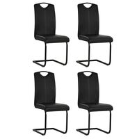 vidaXL Krzesła stołowe, wspornikowe, 4 szt., czarne, sztuczna skóra