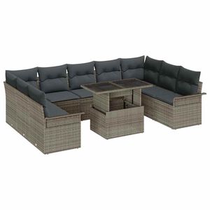 vidaXL Zestaw Sof na Ogr&oacute;d 10 szt. Szary Rattan poli