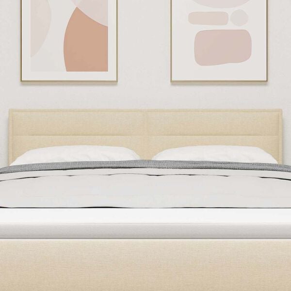 vidaXL Zagł&oacute;wek Z zagł&oacute;wkiem Kremowy 144 cm Sk&oacute;ra ekologiczna