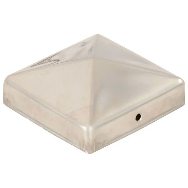 vidaXL Zatyczki na słupki, piramidki, 6 szt., stal nierdzewna, 81x81 mm