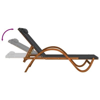 vidaXL Leżak z poduszką, szary, tworzywo textilene i drewno topolowe